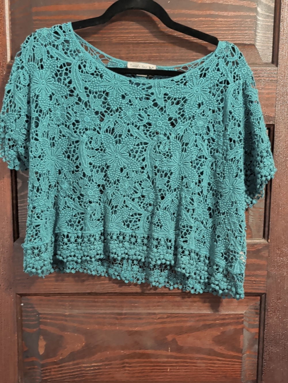 Double Zero Teal Crochet Crop Top